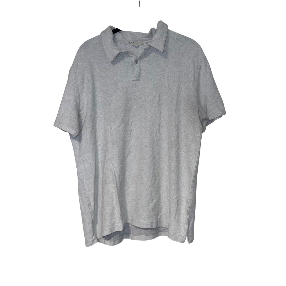 Onia Polo Shirt Mens Large Light Grey Cotton Rayon Blend
